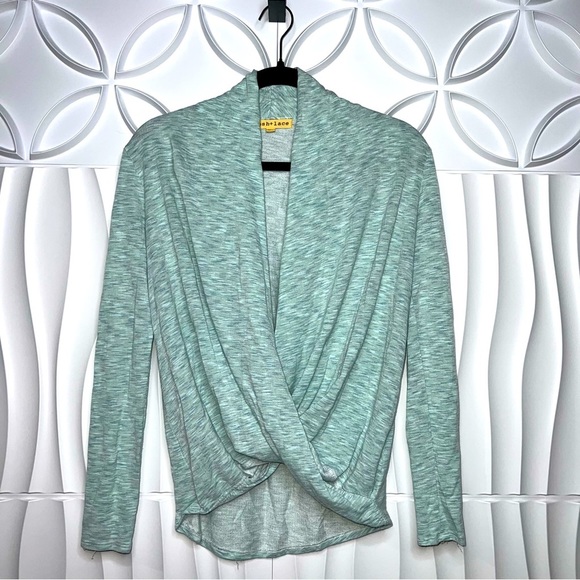 mesh + lace Criss Cross Wrap Front Sweatshirt - Picture 1 of 4